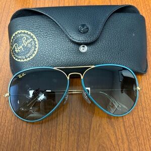 Ray-Ban Aviator Sunglasses with blue Frame and Black Case